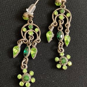 Vintage green faux gemstone Dangling Earrings